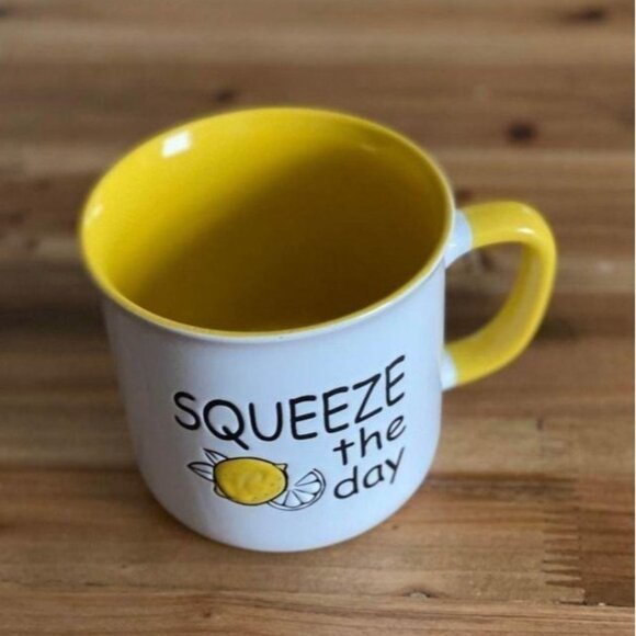 SQUEEZE THE DAY large mug Lemon mug Lemon decoration yellow coffee mug summer - Picture 4 of 4